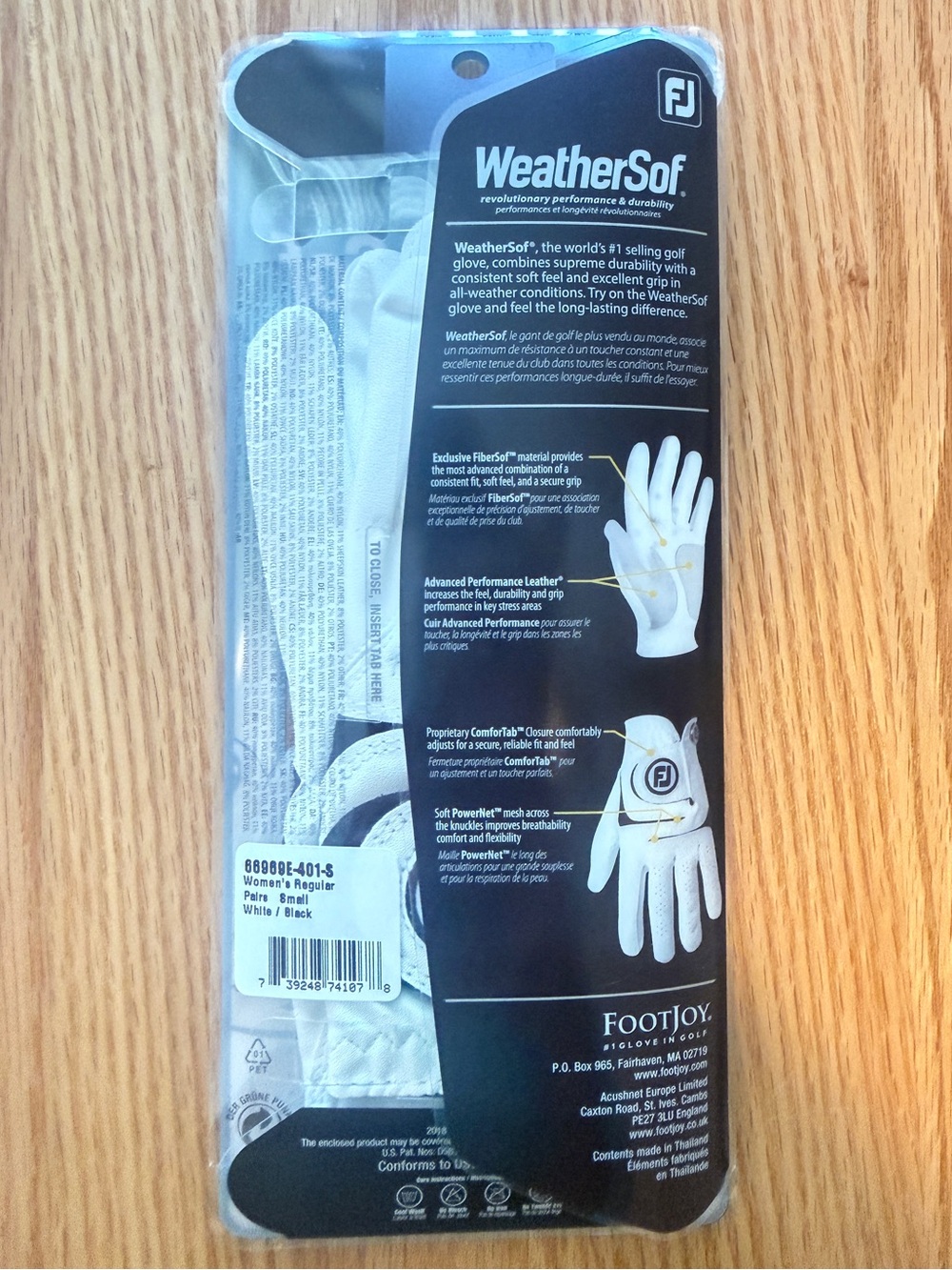 NEW IN BOX FootJoy WeatherSof Women’s Golf Gloves Pair Small White Black - Picture 3 of 5